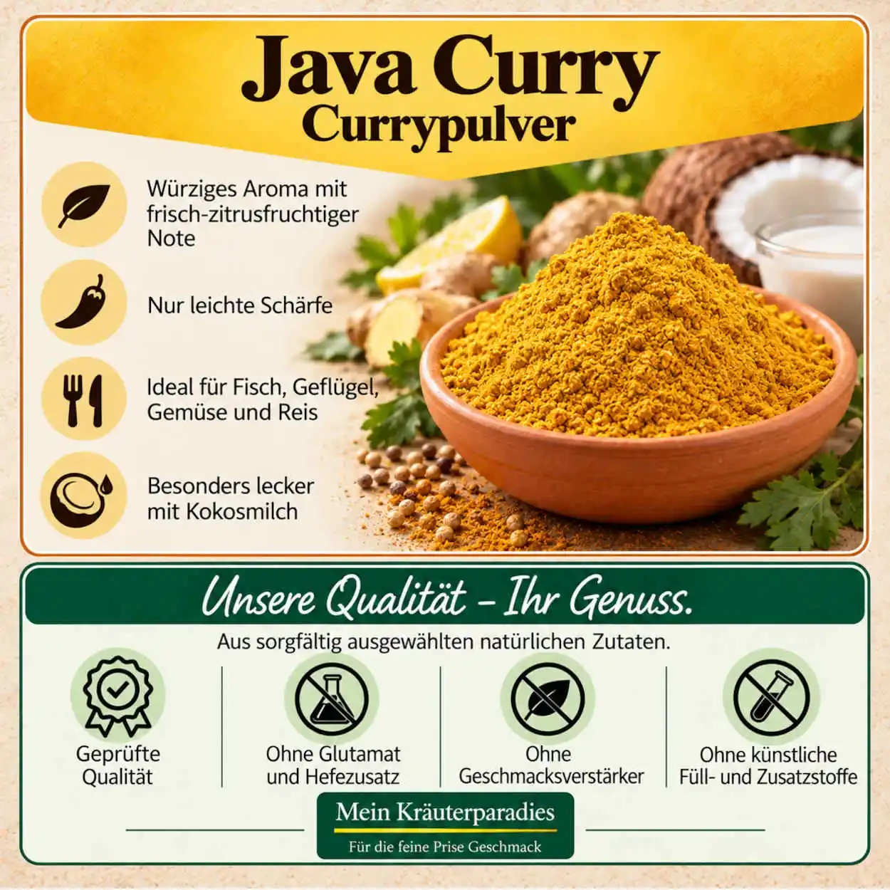 Java Currypulver in einer Tonschale
