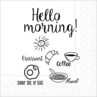Servietten Hello Morning,  33x33 cm, 20 Stück