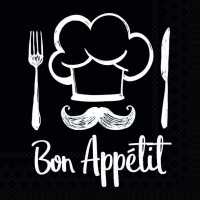 Servietten Chefkoch Bon Appetit schwarz, 33x33 cm, 20 Stück