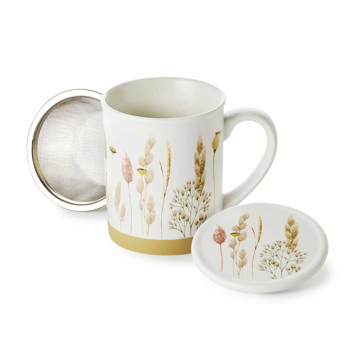 Kräuterteetasse Smilla mit daneben liegendem Deckel und