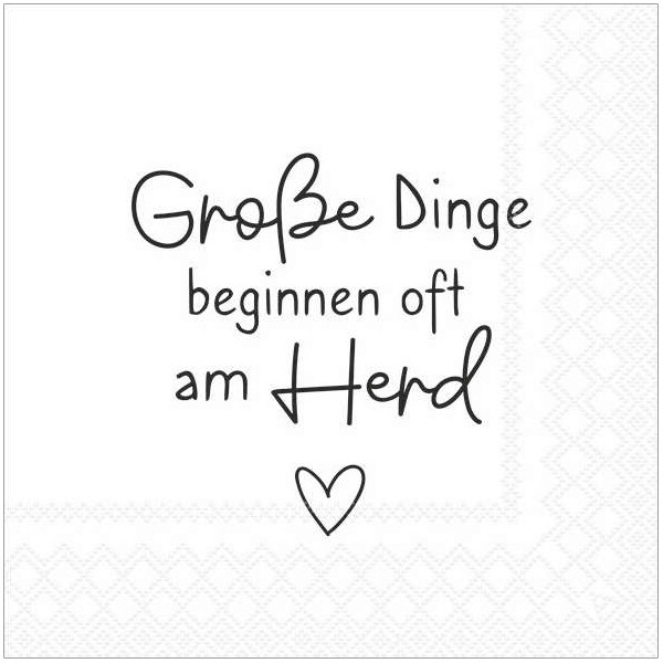 Servietten Große Dinge beginnen oft am Herd, 33x33 cm, 20 Stück
