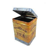 Dose Teekiste 200 g, 88 x 88 x 113 mm, mit Scharnierdeckel