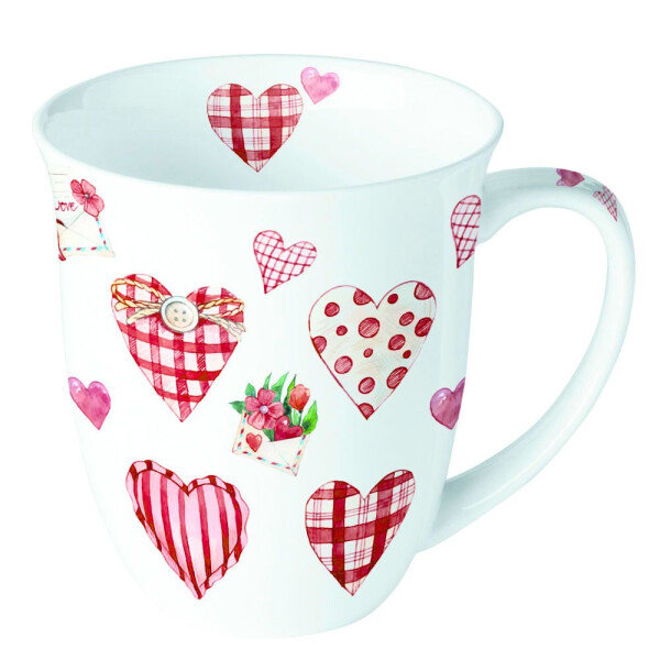 Becher mit Henkel 0,4 L. Design: Lovely Hearts