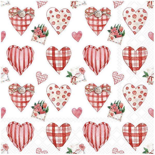 Servietten 33x33 cm Design: Lovely Hearts