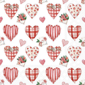 Servietten 33x33 cm Design: Lovely Hearts