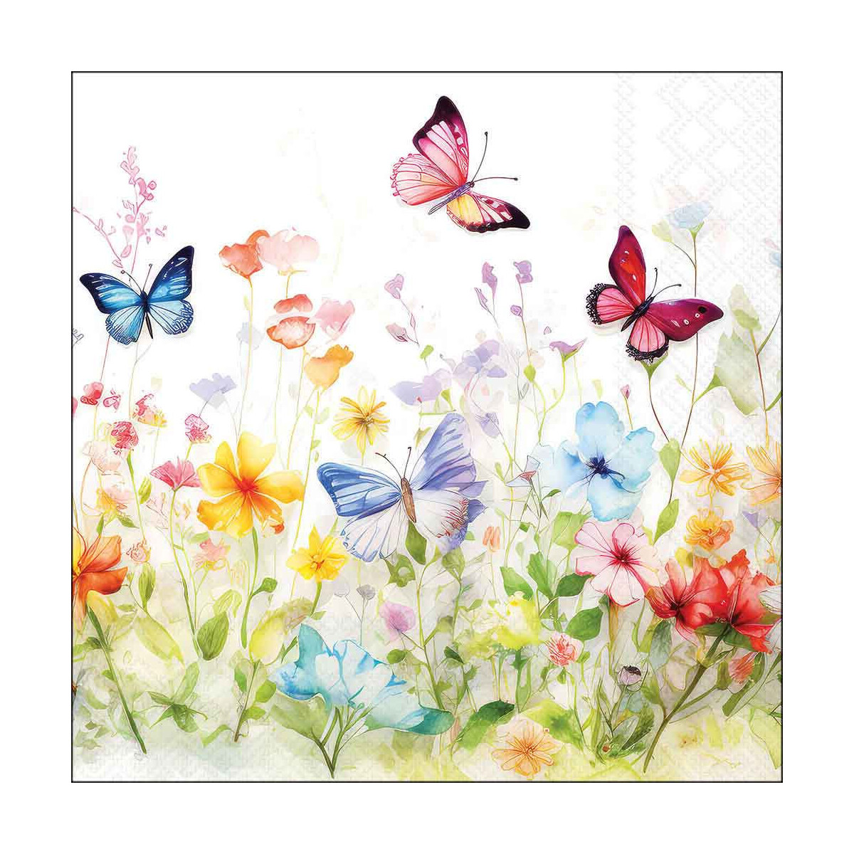 Serviette Kollektion und Motiv Butterflies in field white