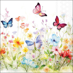 Serviette Kollektion und Motiv Butterflies in field white