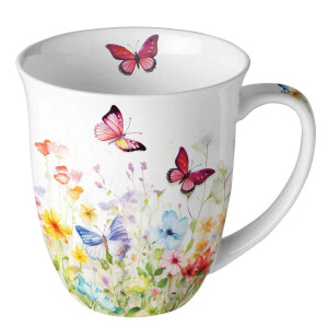 Becher 0,4 L Kollektion und Motiv Butterflies in field white