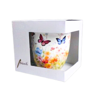 Becher 0,4 L Butterflies in field white im Geschenkkarton